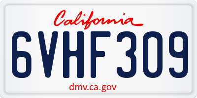 CA license plate 6VHF309