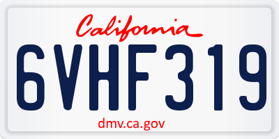 CA license plate 6VHF319