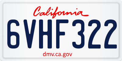 CA license plate 6VHF322