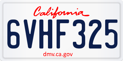 CA license plate 6VHF325