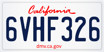 CA license plate 6VHF326