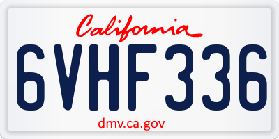 CA license plate 6VHF336