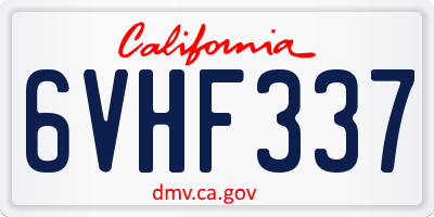 CA license plate 6VHF337
