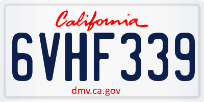 CA license plate 6VHF339