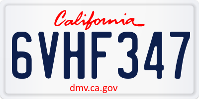 CA license plate 6VHF347
