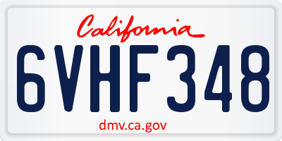 CA license plate 6VHF348