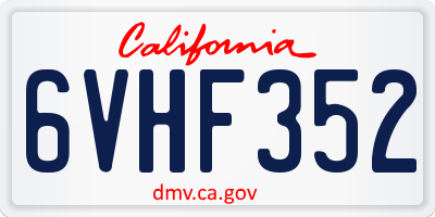 CA license plate 6VHF352