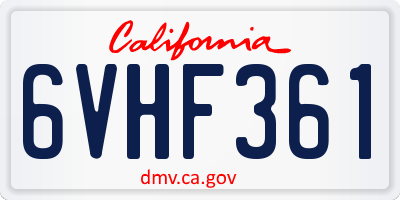 CA license plate 6VHF361