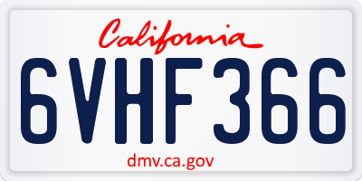 CA license plate 6VHF366