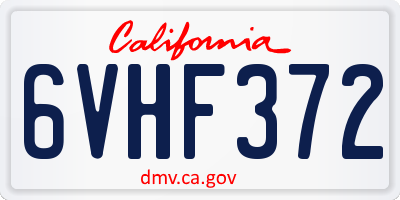 CA license plate 6VHF372