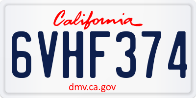 CA license plate 6VHF374