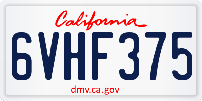 CA license plate 6VHF375