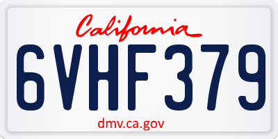 CA license plate 6VHF379