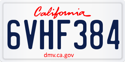 CA license plate 6VHF384
