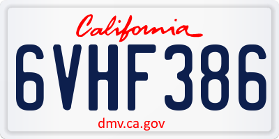 CA license plate 6VHF386