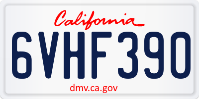 CA license plate 6VHF390