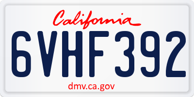 CA license plate 6VHF392