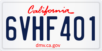 CA license plate 6VHF401