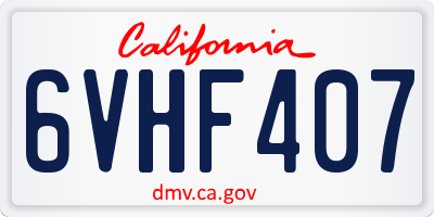 CA license plate 6VHF407