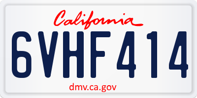 CA license plate 6VHF414