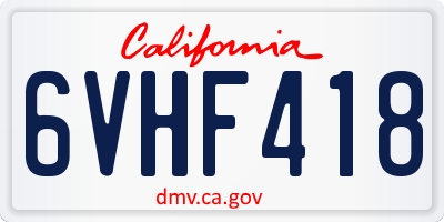 CA license plate 6VHF418