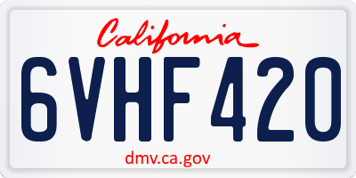 CA license plate 6VHF420