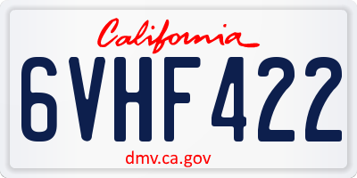 CA license plate 6VHF422