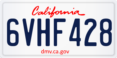 CA license plate 6VHF428