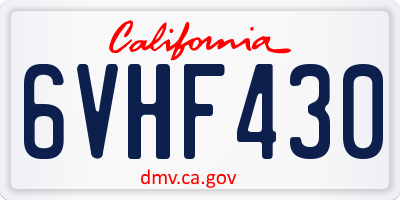 CA license plate 6VHF430