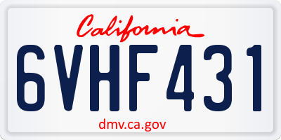 CA license plate 6VHF431