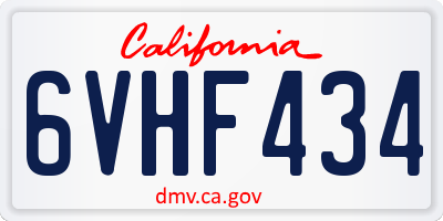 CA license plate 6VHF434
