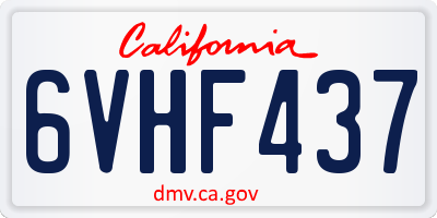 CA license plate 6VHF437