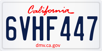 CA license plate 6VHF447