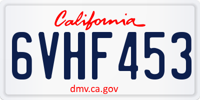 CA license plate 6VHF453