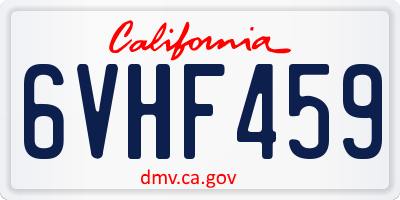CA license plate 6VHF459