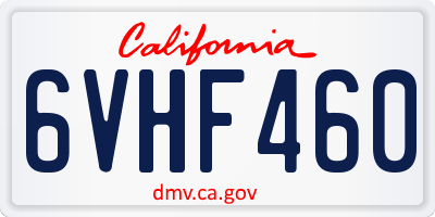 CA license plate 6VHF460
