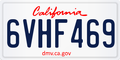 CA license plate 6VHF469