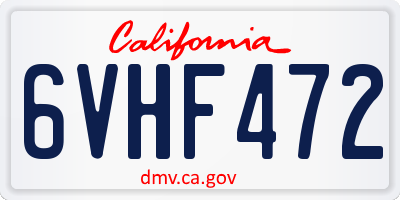 CA license plate 6VHF472
