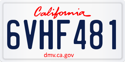 CA license plate 6VHF481