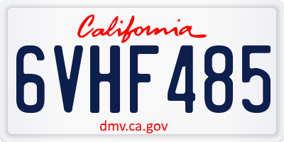 CA license plate 6VHF485
