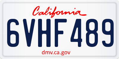 CA license plate 6VHF489
