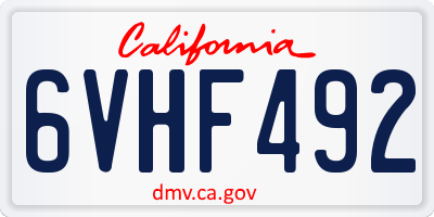 CA license plate 6VHF492