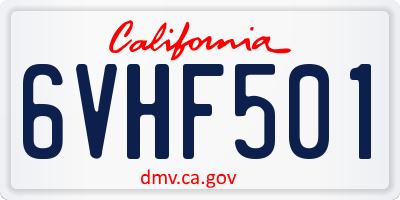 CA license plate 6VHF501