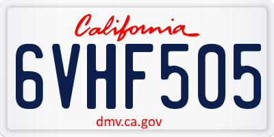 CA license plate 6VHF505