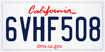 CA license plate 6VHF508