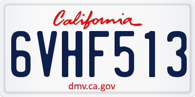 CA license plate 6VHF513