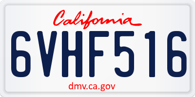 CA license plate 6VHF516
