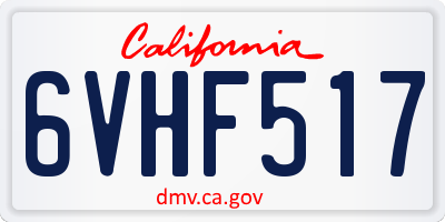 CA license plate 6VHF517