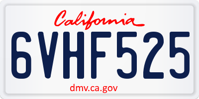 CA license plate 6VHF525