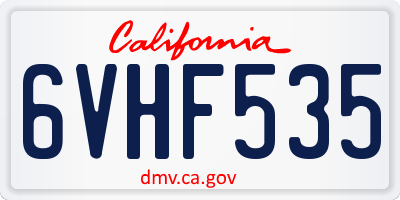 CA license plate 6VHF535